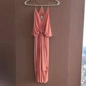 Misa Los Angeles Coral Knot-Front Cocktail Dress